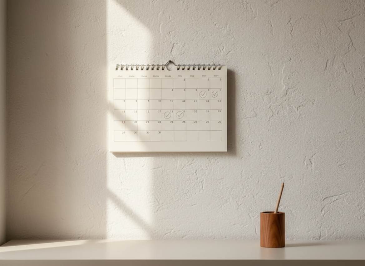 Calendario da parete con segni a matita