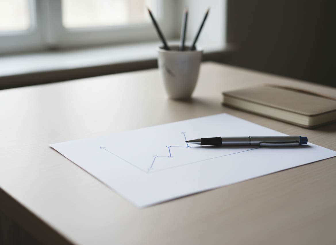 Grafico semplice su foglio bianco con penna
