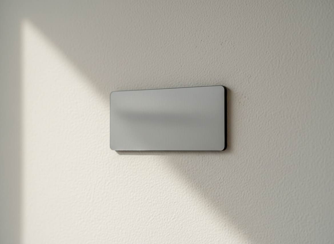 Targhetta su porta di ufficio in ambiente neutro