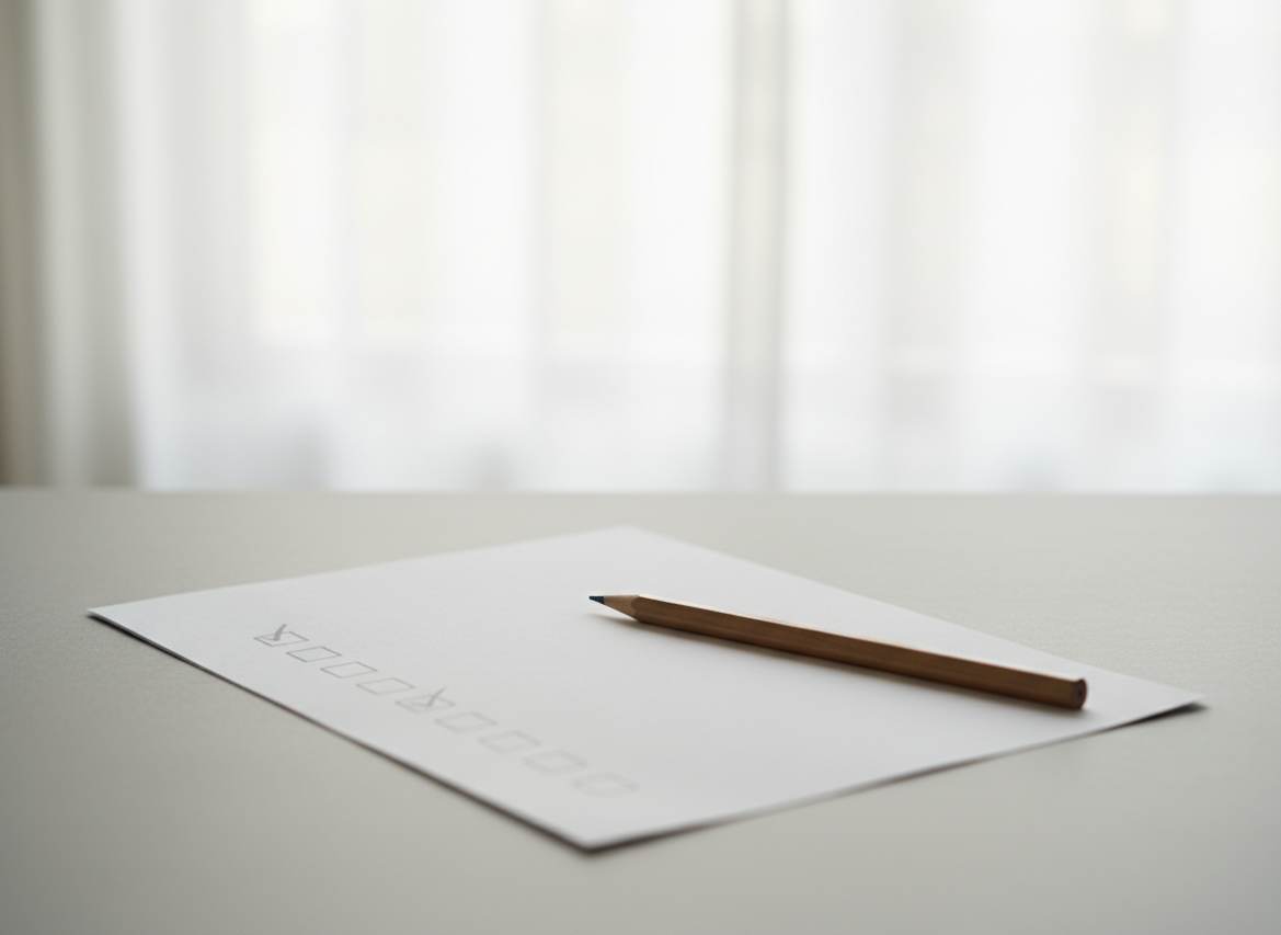 Checklist su tavolo in ambientazione neutra
